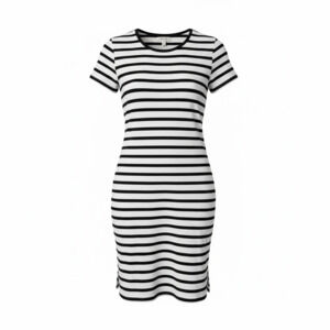 Madewell Striped Ringer Tee Dress Size Small Black and Ivory Cotton Small Nautic